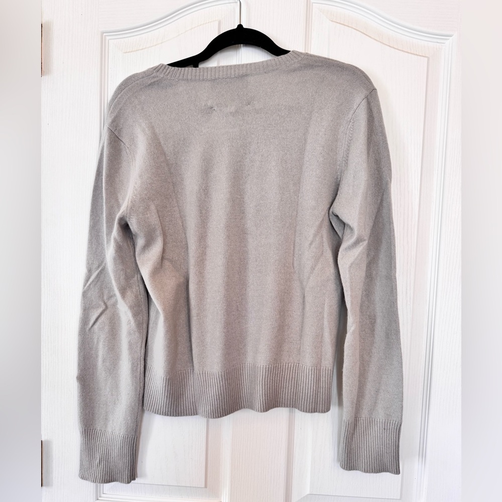 Kerri Rosenthal  Gray 'Loved' Embroidered Cashmere  Sweater Size Medium - Picture 3 of 8